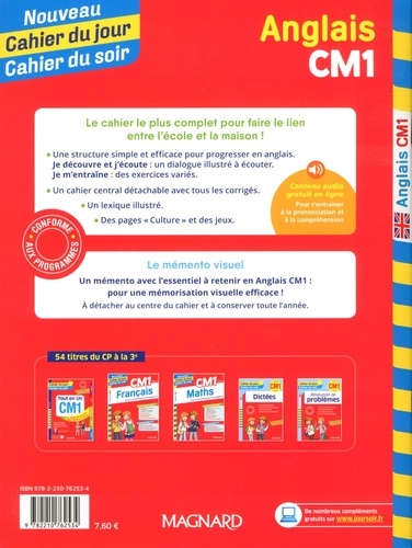 Cahier du jour/Cahier du soir Anglais CM1 + mémento  Edition 2019