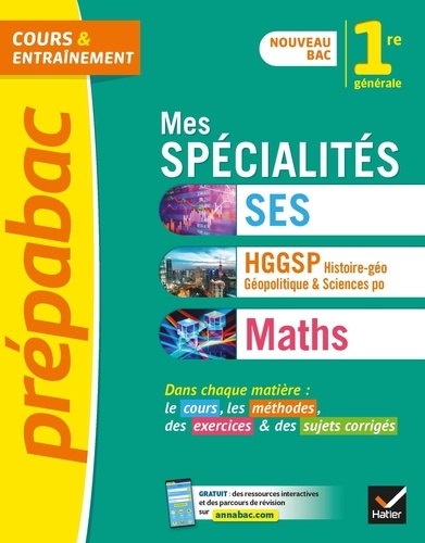 Mes spécialités SES, HGGSP, Maths 1re  Edition 2019-2020