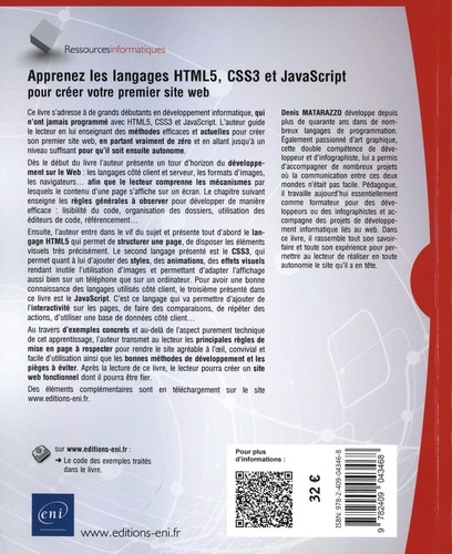 Apprenez les langages HTML5, CSS3 et JavaScript pour créer votre premier site web 4e édition