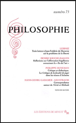 Denise Souche-Dagues et Philippe Huneman - Philosophie N° 75 Décembre 2002.