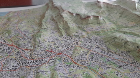 Carte en relief Chambéry. Mont du Chat, Mont de Nivolet, Mont de la Buffaz
