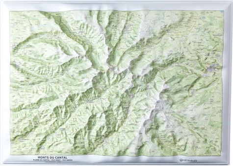 Carte en relief des Monts du Cantal. Plomb du Cantal, Puy Mary, Puy Griou