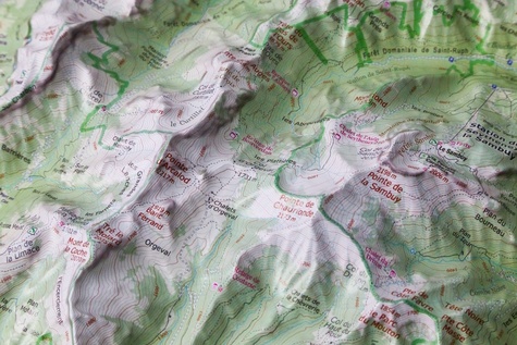 Carte en relief du Massif des Bauges (Réserve Naturelle)