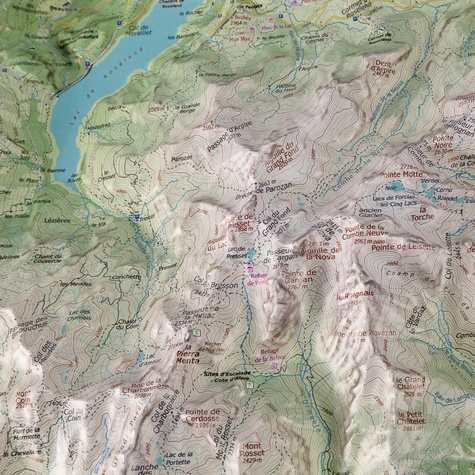 Carte en relief du Massif du Beaufortain. Le Roignais, Le Grand Mont, Le Cret du Rey