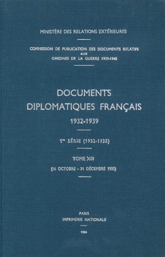 Des affaires étrangères Ministère - Documents diplomatiques français - 1935 – Tome V (16 octobre – 31 décembre).