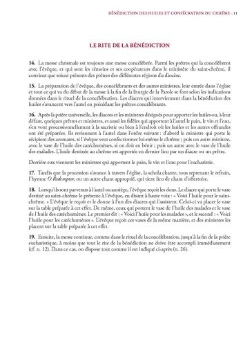 Rituel de la bénédiction de l'huile des catéchumènes, de l'huile des malades et pour la consécration du Saint-Chrême