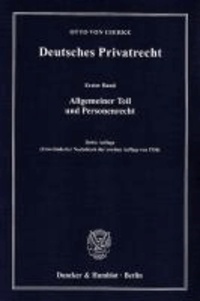 Deutsches Privatrecht 1 - Allgemeiner Teil und Personenrecht.