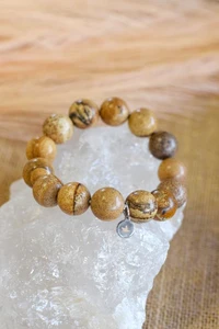 Bracelet Jaspe Paysage Perles rondes 14 mm