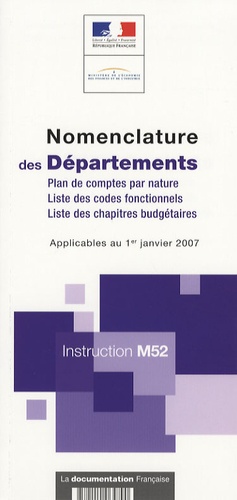  DGCP - Nomenclature des Départements - Instruction M52.