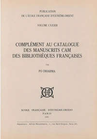 Complément au catalogue des manuscrits Cam des bibliothèques françaises