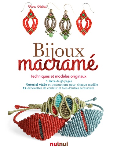 Diana Crialesi - Bijoux en macramé - Techniques et modèles originaux. Contient 1 livre, 1 planche à macramé et 1600 perles.