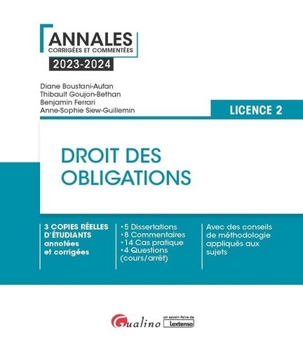 Droit des obligations. Licence 2  Edition 2023-2024