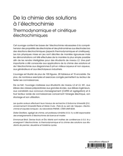 De la chimie des solutions à l’électrochimie. Thermodynamique et cinétique électrochimiques