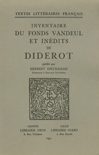 Inventaire du fonds Vandeul et inédits de Diderot