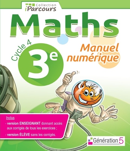  Génération 5 - Maths 3e Cycle 4 iParcours - Manuel numérique. 1 Clé Usb