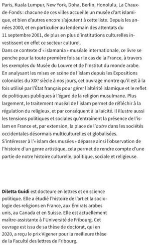 L'islam des musées. La mise en scène de l'islam dans les politiques culturelles françaises