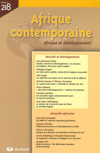 Jean-Bernard Véron et Philippe Hugon - Afrique contemporaine N° 218/2006-2 : Afrique et développement.