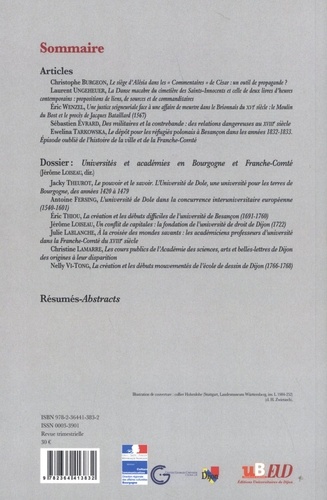 Annales de Bourgogne N° 366-367, juillet-décembre 2020 Universités et académies en Bourgogne et Franche-Comté