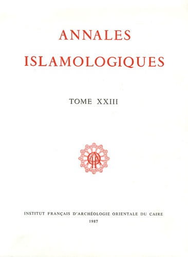 Maurice Martin et Henry Laurens - Annales islamologiques N° 23 : .