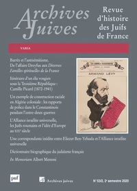 Archives juives Volume 53 N°2, 2e semestre 2020