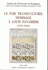 Christian Lagarde - Cahiers de l'université de Perpignan N° 23, 1997 : Le pari transculturel : hommage à Louis Panabière (1935-1995).
