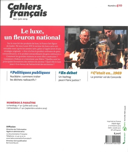 Cahiers français N° 410, mai-juin 2019 Le luxe, un fleuron national