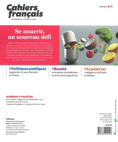 Cahiers français N° 412, septembre-octobre 2019 Se nourrir, un nouveau défi