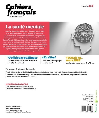 Cahiers français N° 426, mars-avril 2022 La santé mentale
