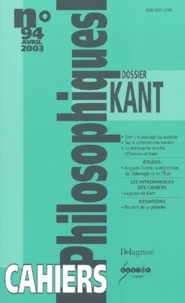 Cahiers philosophiques N° 94 Avril 2003 : Dossier Kant