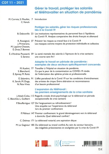 Chroniques du Travail N° 11/2021 Gérer le travail, protéger les salariés et télétravailler en situation de pandémie