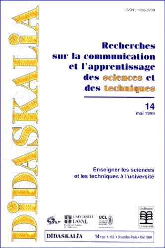  INRP - Didaskalia N° 14, Mai 1999 : Enseigner les sciences et les techniques à l'université.