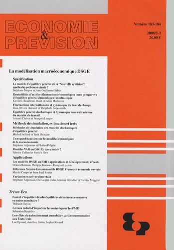 Anne Epaulard - Economie et prévision N° 183-184/2008 : La modélisation macroéconomique DSGE.