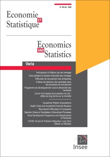  INSEE - Economie et Statistique/ Economics and Statistics  : Economie et Statistique/ Economics and Statistics n° 534-535.