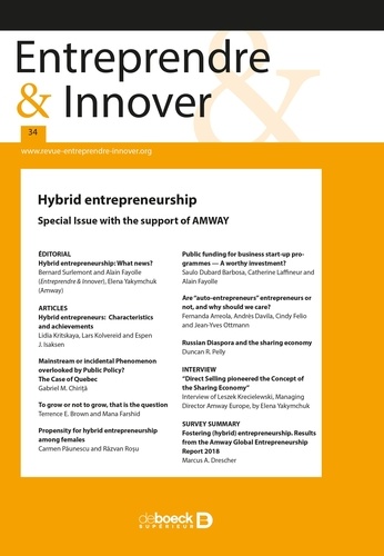  De Boeck Supérieur - Entreprendre & Innover N° 34, 2017/3 : Hybrid Entrepreneurship.