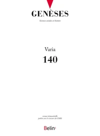 Genèses N° 140, 2025-3