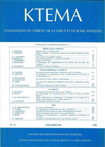 Edmond Lévy - Ktèma 17/1992 : Hommage à Edmond Frézouls - Tome 1.