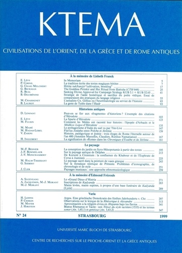 Dominique Beyer et Edmond Lévy - Ktèma N° 24/1999 : .