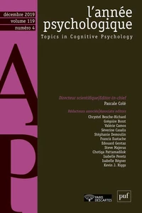 L'année psychologique Volume 119 N°4, décembre 2019