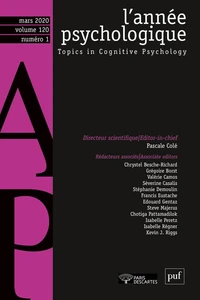 L'année psychologique Volume 120 N°1, mars 2020