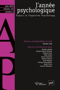 L'année psychologique Volume 122 N°2, juin 2022