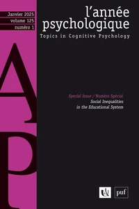 L'année psychologique Volume 128 N° 1, février 2025