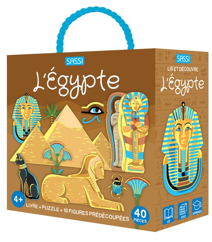 L'Egypte. Coffret avec 1 livre, 1 puzzle de 40 pièces et 10 figures prédécoupées