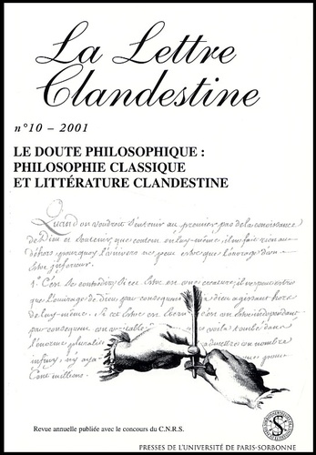  PU Paris-Sorbonne - La Lettre clandestine N° 10/2001 : Le doute philosophique : philosophie classique et littérature clandestine.