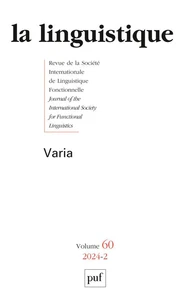 La linguistique N° 60, fascicule 2, 2024