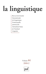 La linguistique Volume 44 N° 2/2008