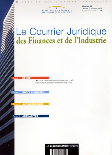 Aitana Solbes Canales et Frédéric Hébert - Le Courrier juridique des finances et de l'industrie N° 25 Janvier-Févrie : .