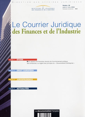  Ministère de l'Economie - Le Courrier juridique des finances et de l'industrie N° 26 Mars-Avril 200 : .