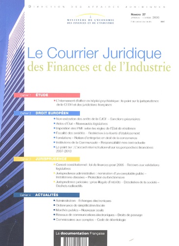  Ministère de l'Economie - Le Courrier juridique des finances et de l'industrie N° 37, Janvier-Févri : .