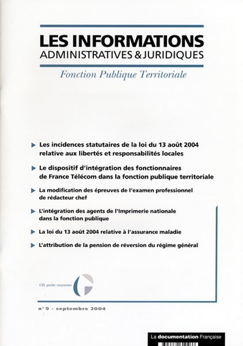  Anonyme - Les informations administratives et juridiques N° 9, Septembre 2004 : .