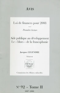 Avis Loi de finances pour 2008